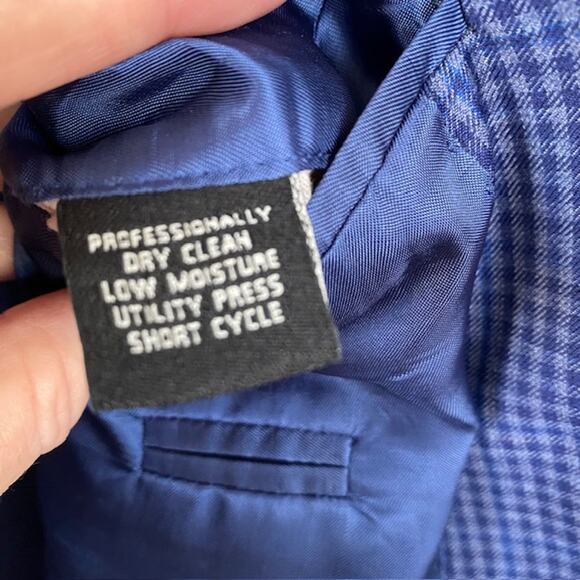 Joseph A. Bank Signature Collection Men's 58 R Blue Check Suit Jacket 100% Wool - Picture 11 of 16